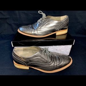 Wanted Brand Pewter Metallic Oxfords